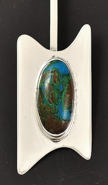 2 Handmade Modern Design Sterling Silver Pendants with Agates