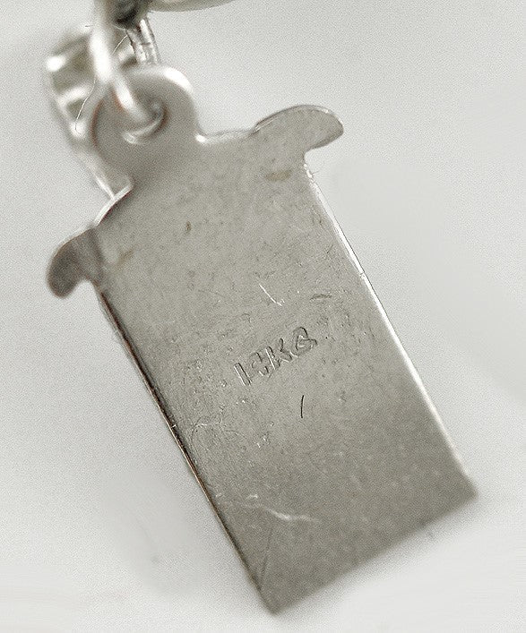 Lovely 14k White Gold Grey Round Pearl Necklace Knotted 6.75mm 18 inches