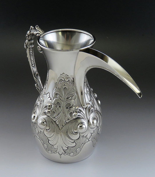 Handcrafted Italian 800 Silver Middle Eastern Style Coffee Pot Pitcher Ewer
