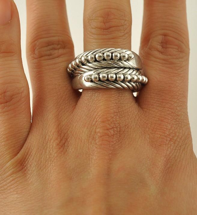 Wonderful Sterling Sliver Hand Made Artisan Ring Thick Heavy size 7.75