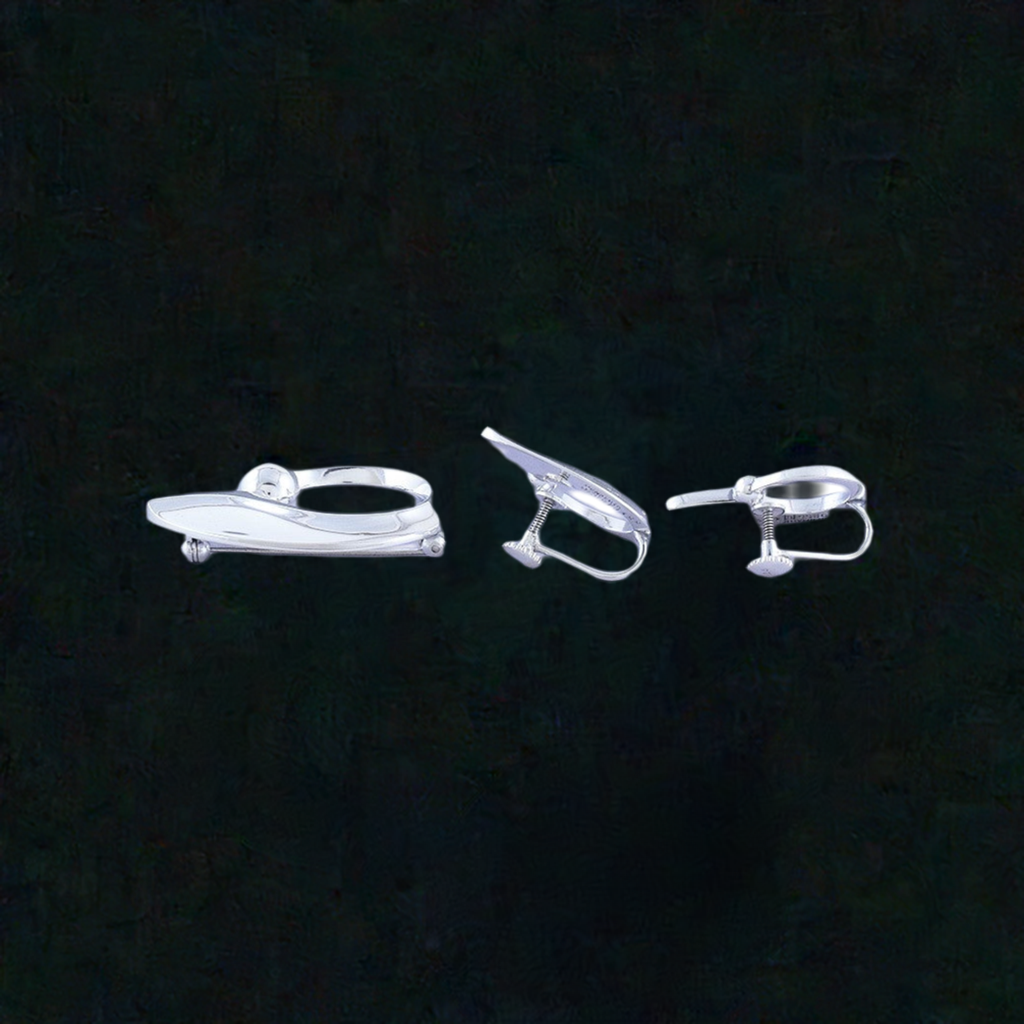 Stylish Hans Hansen Sterling Silver Modernist Earring & Pin Brooch Set