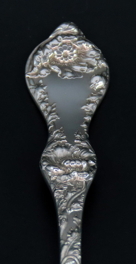 Art Nouveau Reed Barton Les Cinq Fleurs Sterling Silver Gumbo Soup Spoons 7"
