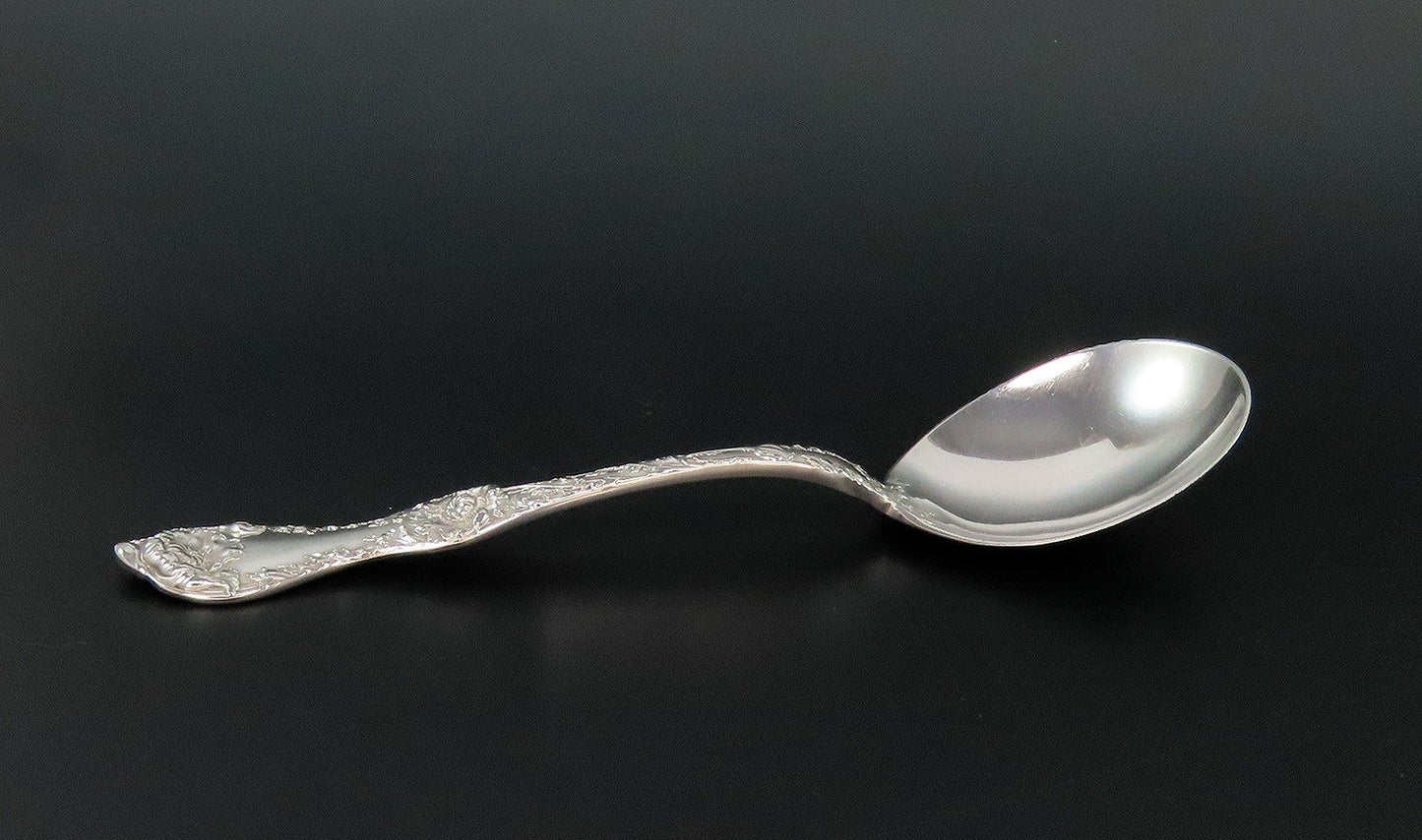 Art Nouveau Reed Barton Les Cinq Fleurs Sterling Silver Gumbo Soup Spoons 7"