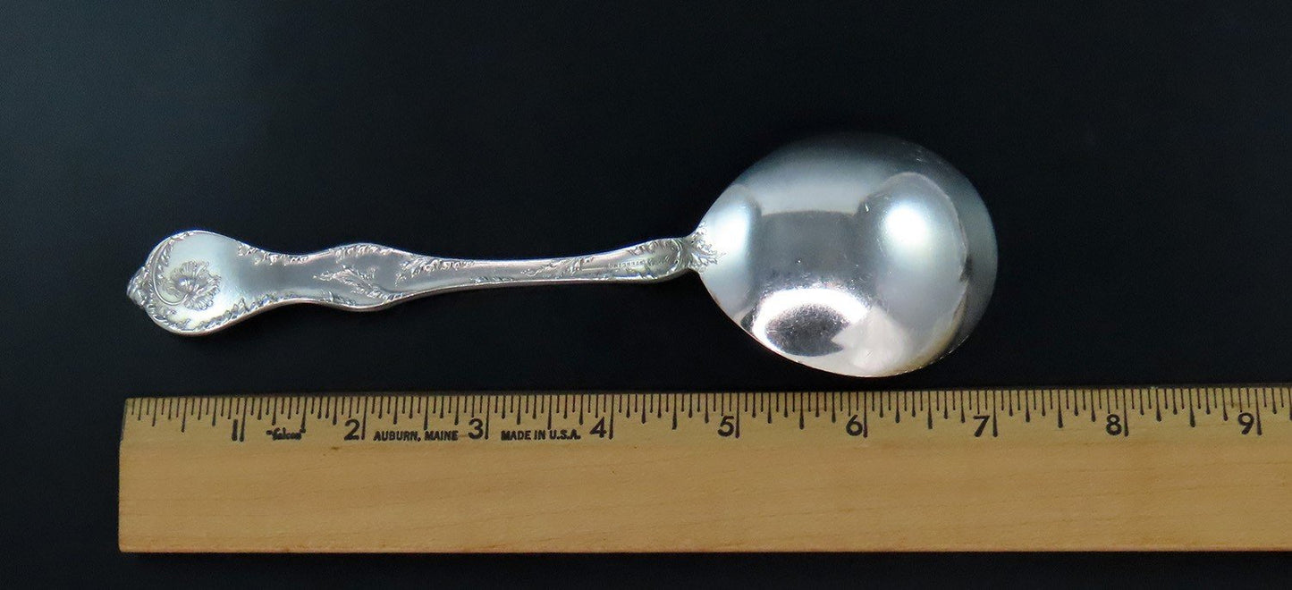 Art Nouveau Reed Barton Les Cinq Fleurs Sterling Silver Gumbo Soup Spoons 7"