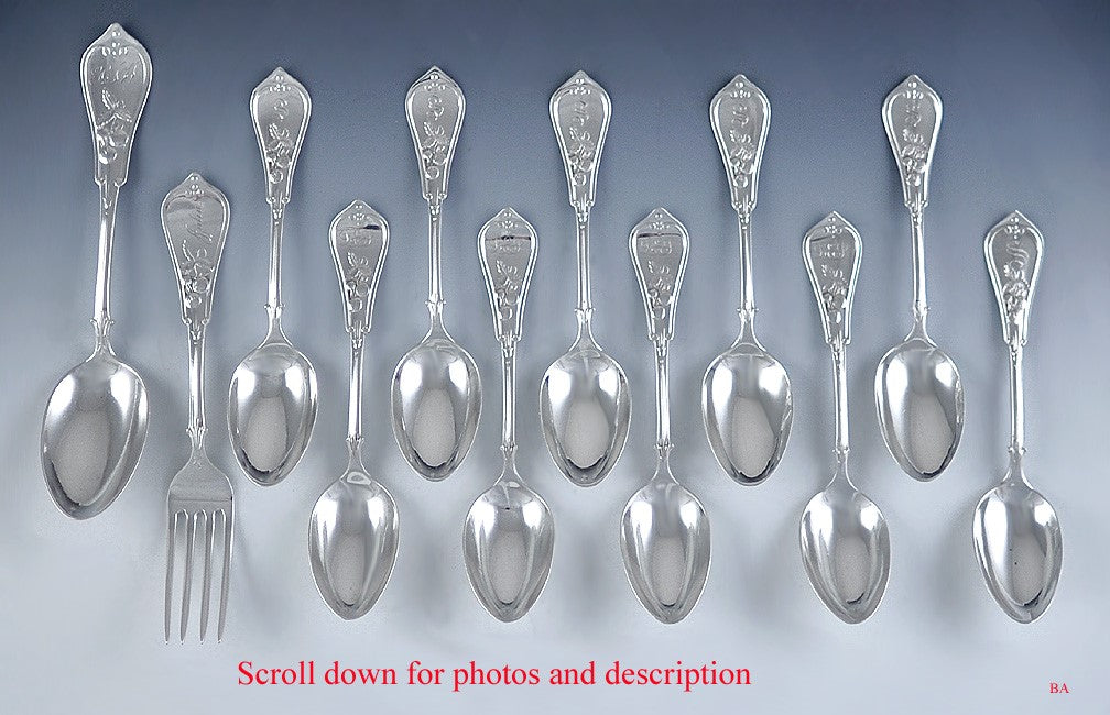 Antique Knowles & Ladd Queen Pattern 10 Teaspoons 1 Fork and 1 Tablespoon