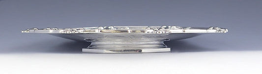 Antique 1907 Hand Chased Gorham Sterling Silver Compote Pedestal Dish 12"