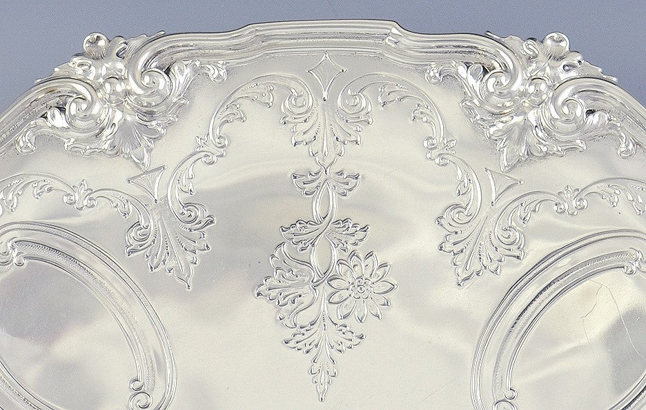 Antique 1907 Hand Chased Gorham Sterling Silver Compote Pedestal Dish 12"