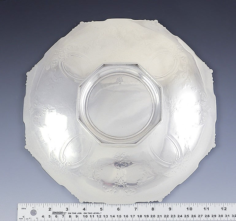 Antique 1907 Hand Chased Gorham Sterling Silver Compote Pedestal Dish 12"