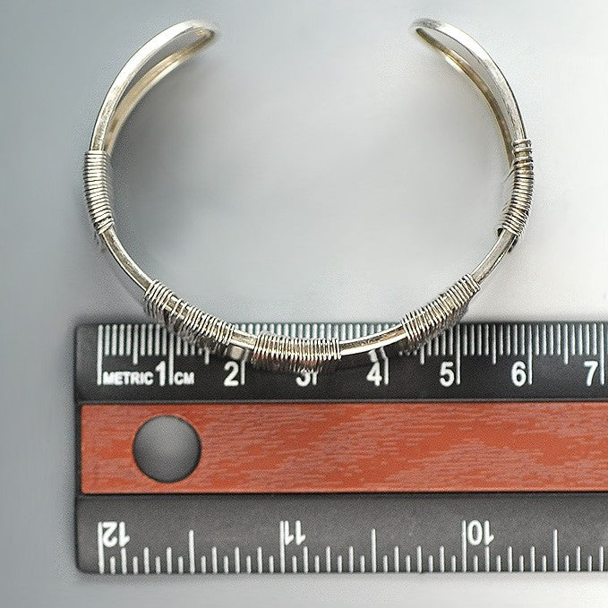 Stylish Hand Crafted Sterling Silver Cuff Bracelet with Silver Wire Strands