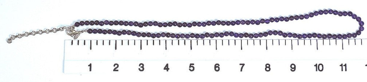 Deep Purple Amethyst Beaded Necklace Sterling Silver Clasp India