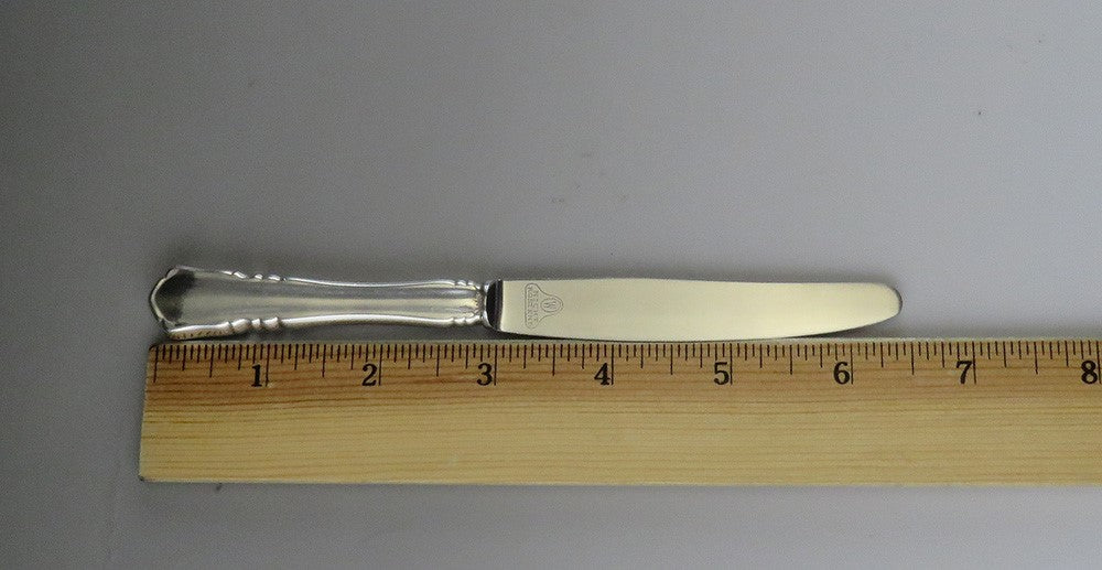 12 Antique c1930 Art Deco German Silver Fruit Knives 'S' Monogram 6 1/2"