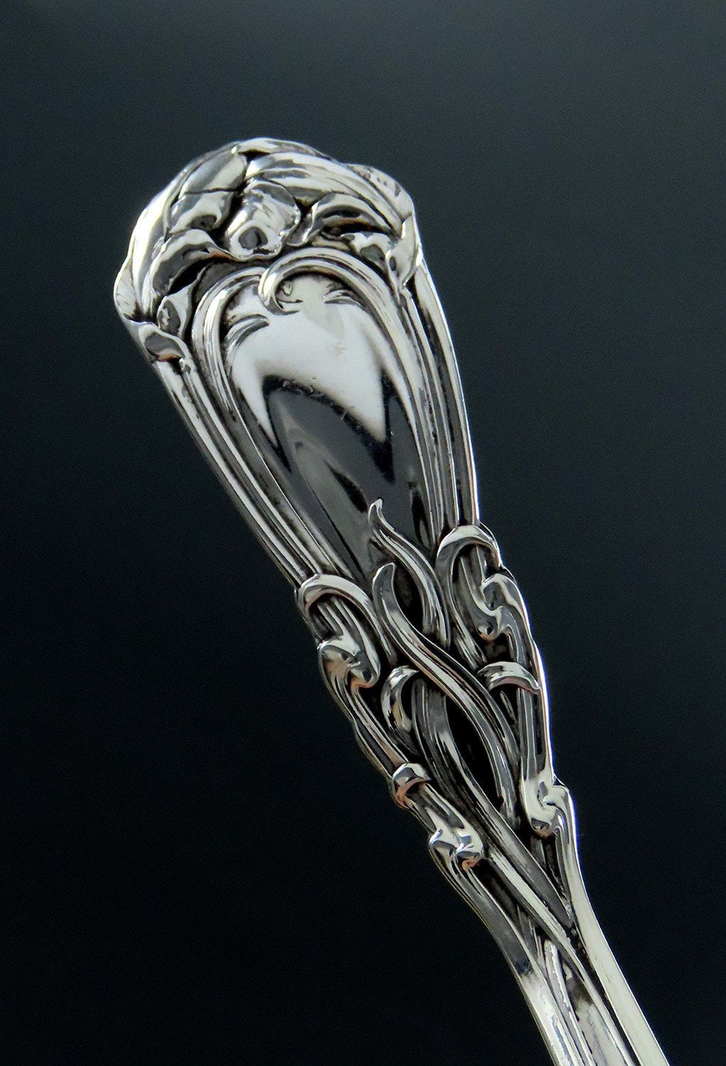 Rare Art Nouveau Durgin Iris Pierced Serving Ladle /Spoon P Mono 6 1/2 Inches