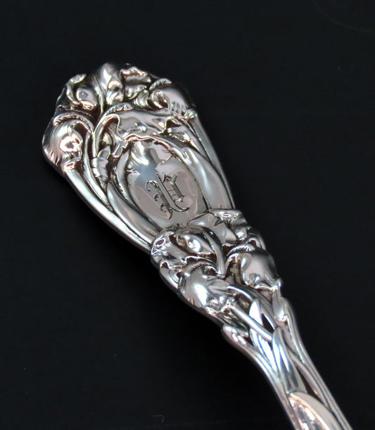 Rare Art Nouveau Durgin Iris Pierced Serving Ladle /Spoon P Mono 6 1/2 Inches