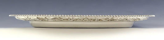 Antique 1882 Art Nouveau American Sterling Silver Repousse Tray 10.5" X 14"