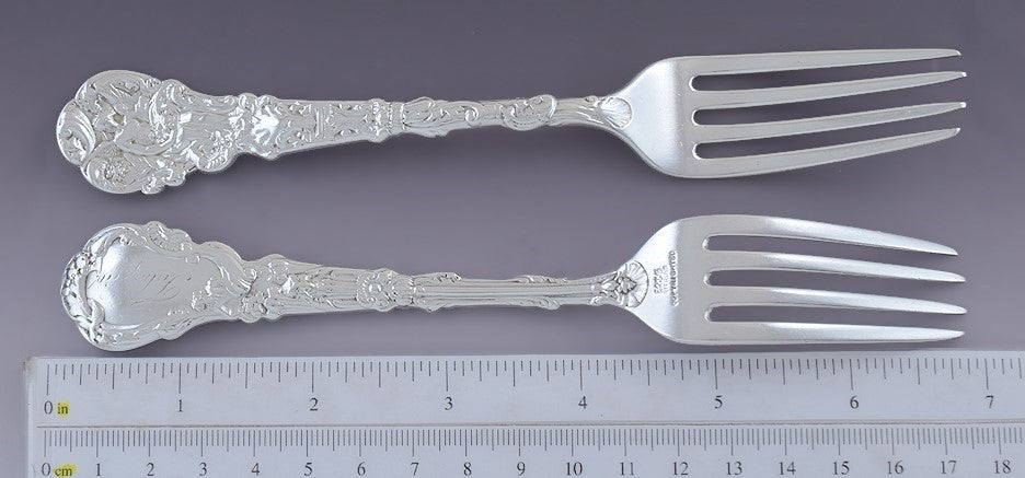 6 Antique Art Nouveau Gorham Sterling Silver Versailles Luncheon Forks 6 3/4"