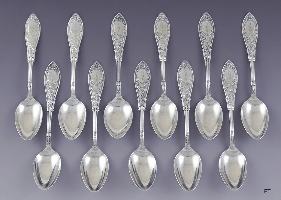 Fab set 11 Whiting Sterling Silver Arabesque Teaspoons