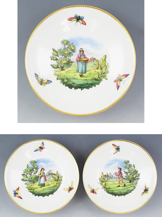 c1900-1925 Fine set 9 Spode Copeland Porcelain Saucers / Small Bowls