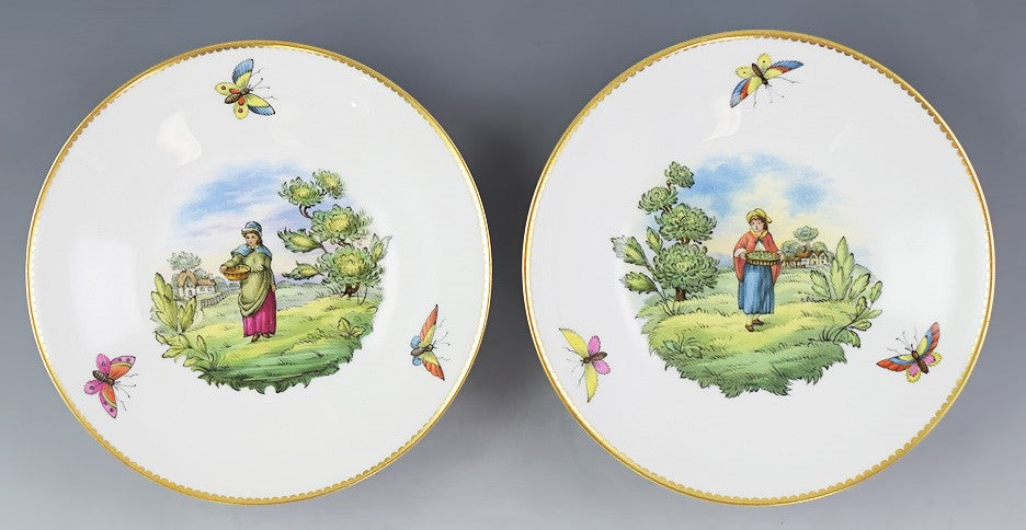 c1900-1925 Fine set 9 Spode Copeland Porcelain Saucers / Small Bowls