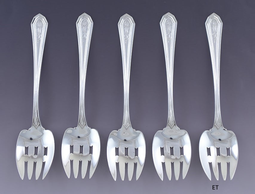 Rare set 5 Mount Vernon Sterling Silver Sulgrave Pastry Dessert Forks