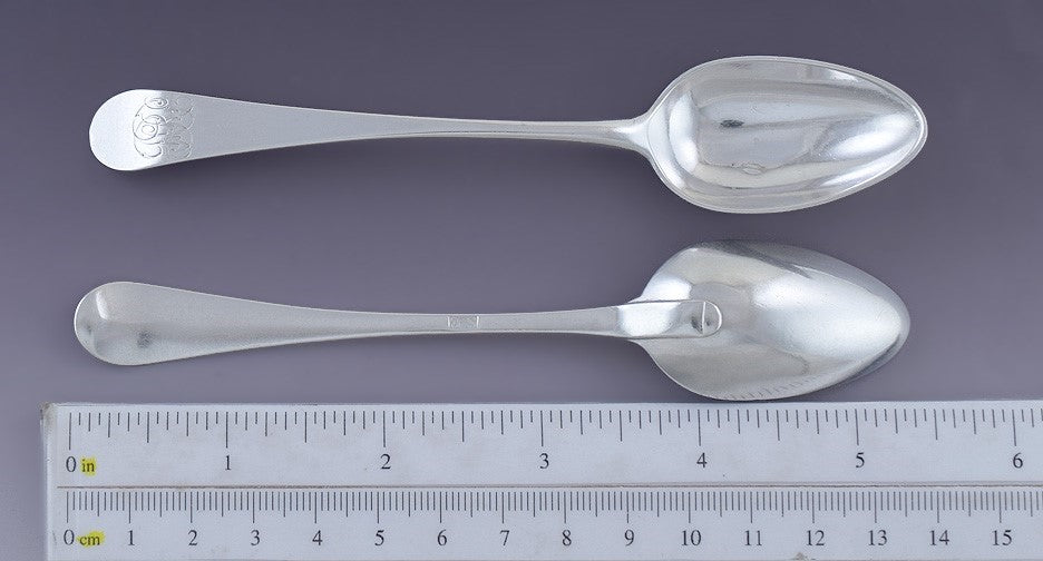 c1780s-1790s Rare set 10 American Coin Silver Spoons by Stephen Emery