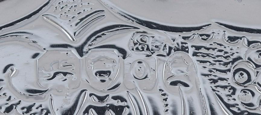 1829 Fab English Georgian Sterling Silver Hand Chased Salver / Footed Tray