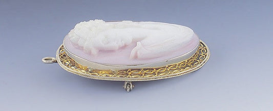 VTG c1925 Cameo Of A Pretty Young Woman Psyche 10k Gold Pin Brooch Or Pendant
