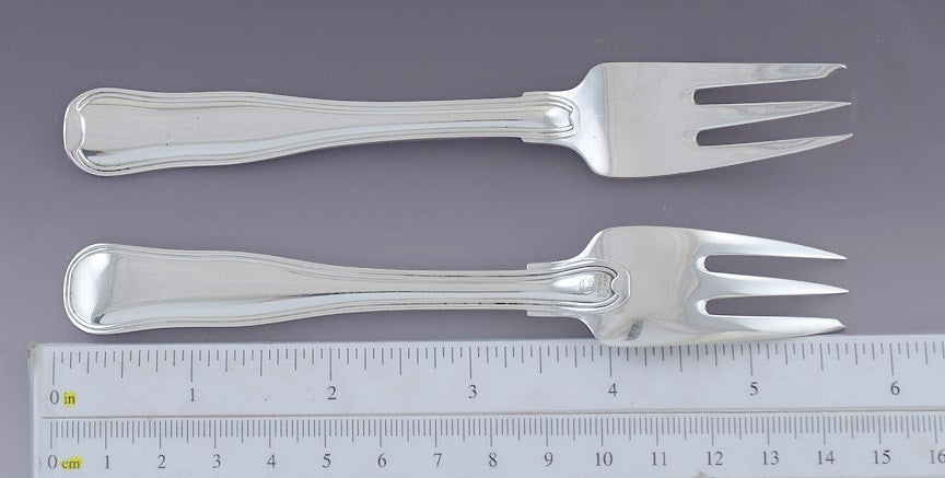 Great set 6 Georg Jensen Sterling Silver Old Danish Salad Forks 5 3/4"