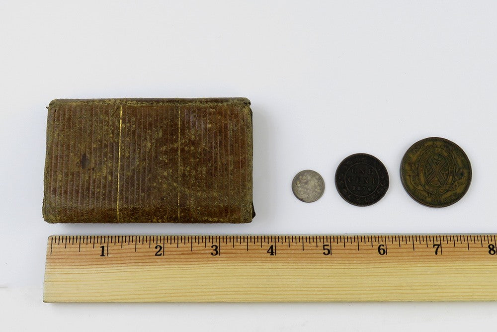 Leather Wallet w 3 Canada Coins Penny Bank Token 1837 One Cent 1876 5 Cent 1872