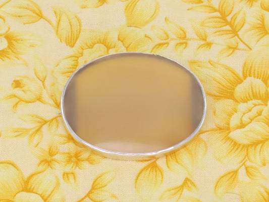 Shining Sterling Silver Oval Pin Set w/ Gray Toned Natural Agate Stone