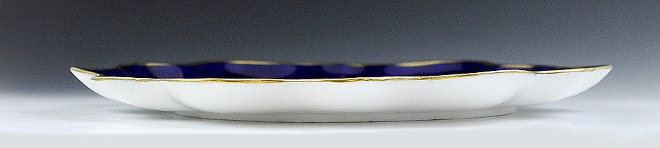 c1880 Royal Vienna Hand Painted Gilt Cobalt Porcelain Plate - Woman in Garden