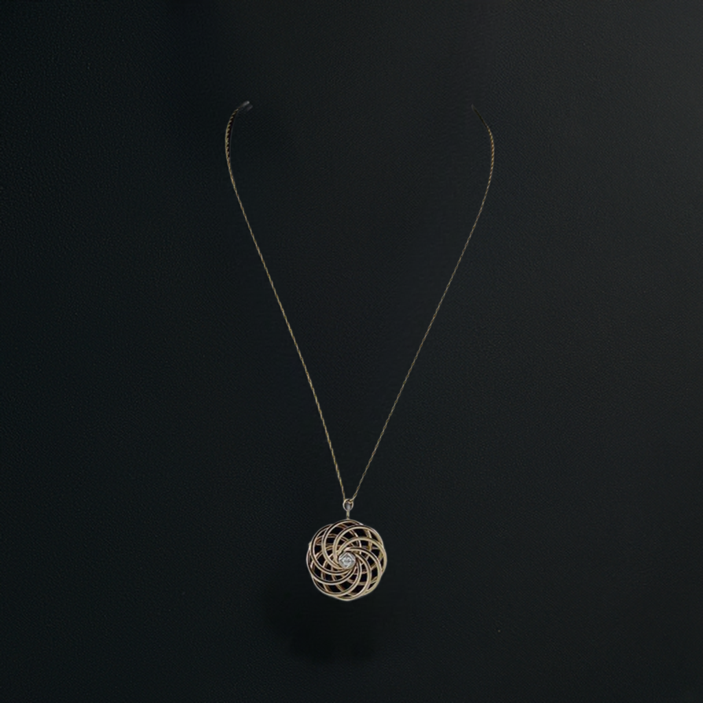 Felger 14K Gold Diamond Pin/Pendant Necklace c1940s