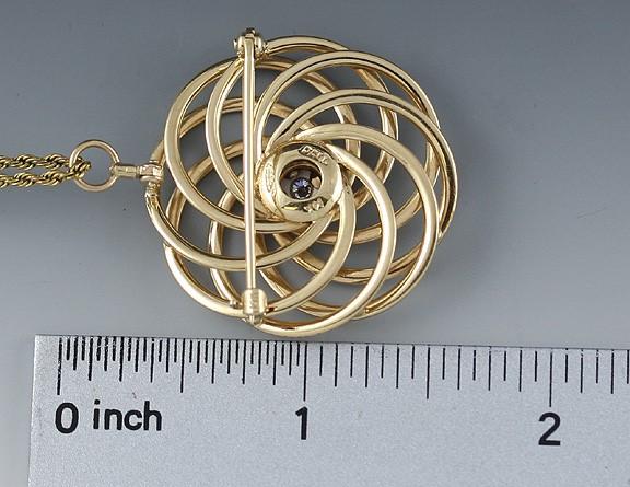 Felger 14K Gold Diamond Pin/Pendant Necklace c1940s