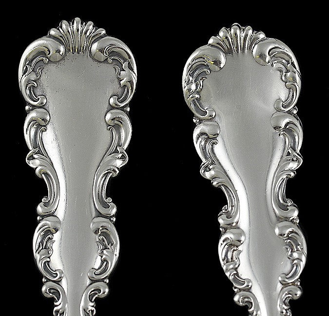 Sterling Silver Whiting Louis XV Salad Serving Fork Spoon Set NO MONO 9"