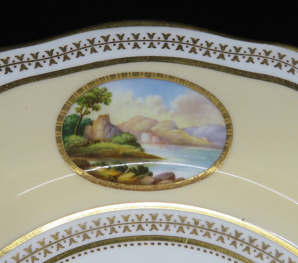 7 Antique 19th Century Spode Copeland England Porcelain Landscape Lunch Plates