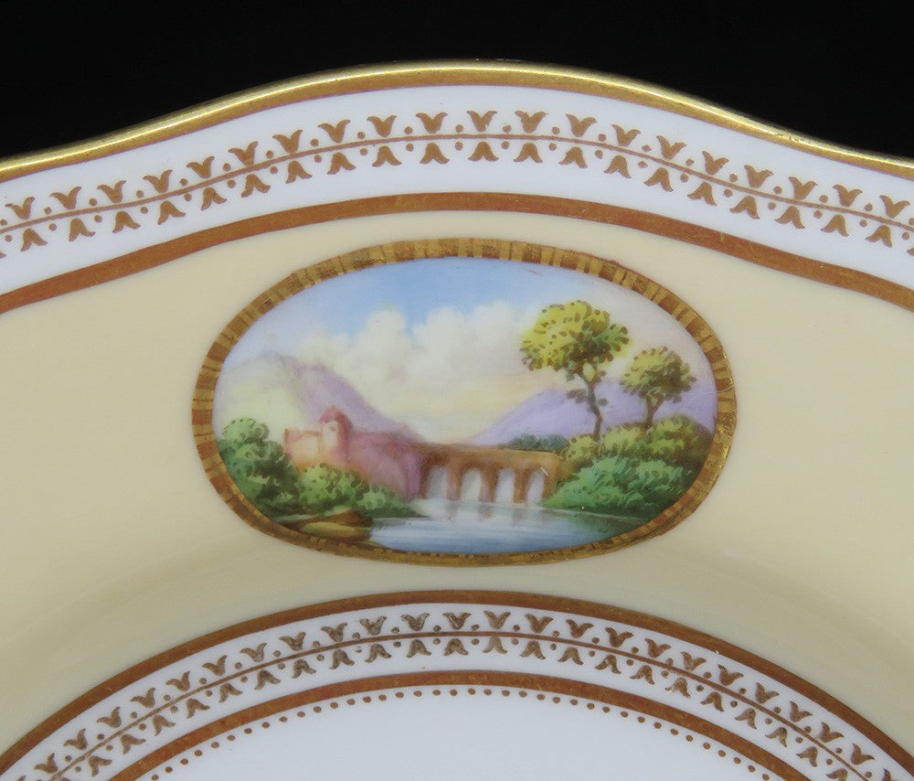7 Antique 19th Century Spode Copeland England Porcelain Landscape Lunch Plates