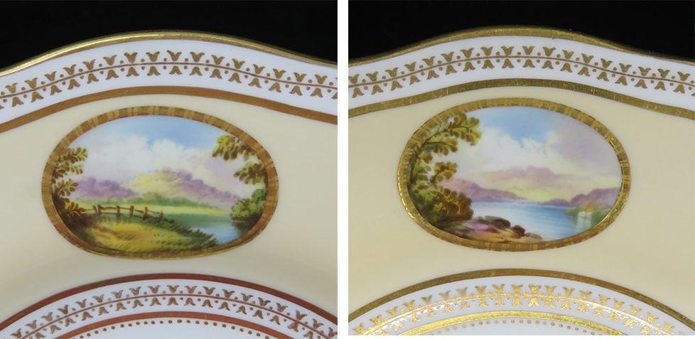 7 Antique 19th Century Spode Copeland England Porcelain Landscape Lunch Plates