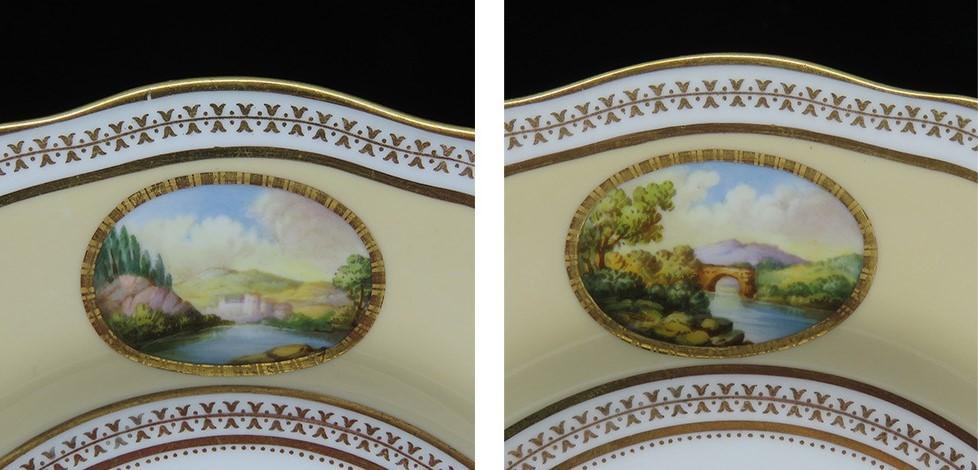 7 Antique 19th Century Spode Copeland England Porcelain Landscape Lunch Plates