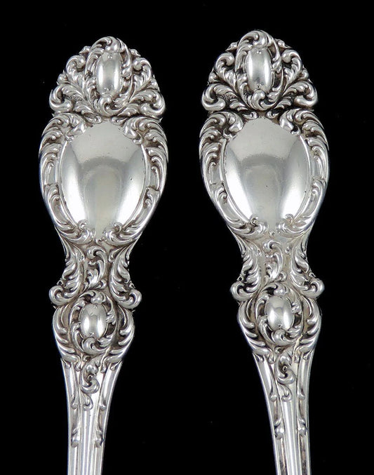 Antique c1900 Sterling Silver Wallace Lucerene Salad Serving Fork Spoon NO MONO