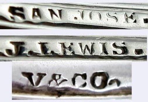 Rare Early California Vanderslice Gothic Silver Spoons