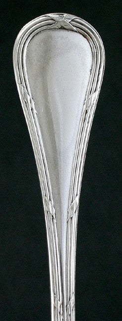 Antique c1905 French Silver Threaded Soup Table Serving Spoons 8 7/8"