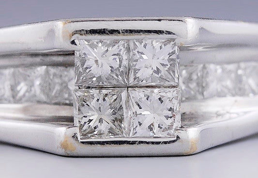 Beautiful Modern 14K White Gold & ~.66CT Diamond Ring Size 8