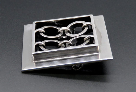 Vintage 1964 A Arikka Finland 916 Silver Geometric Shape Square Pin Brooch