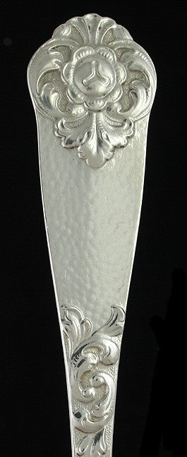 6 Antique 1928 Norwegian 830 Silver Hand Hammered Floral Dinner Forks 7 3/4"