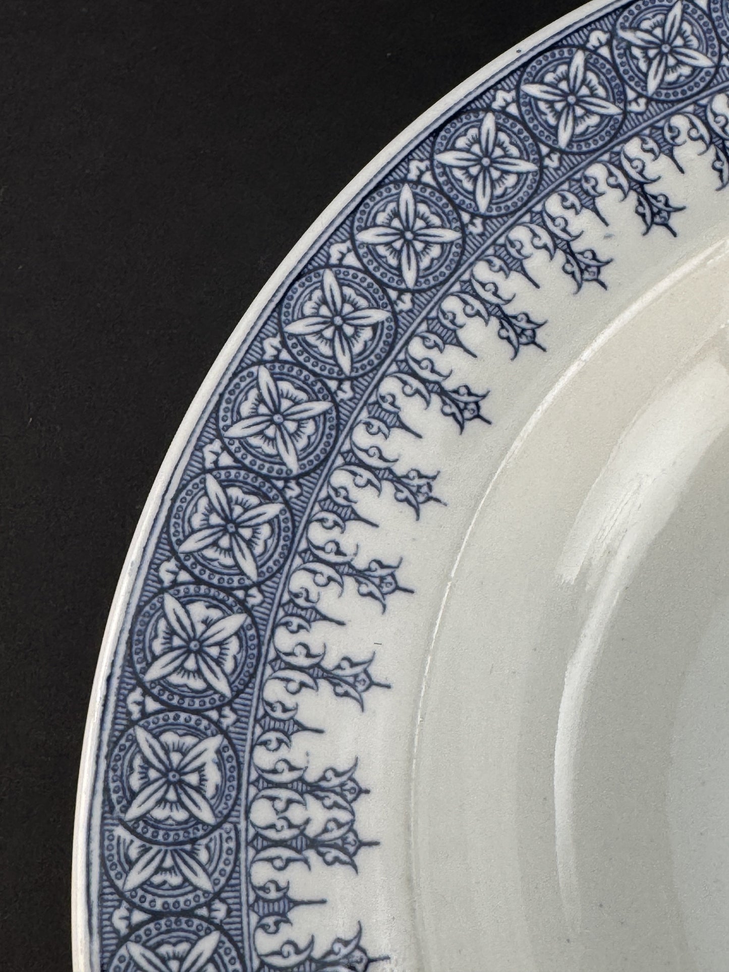 Antique 11 Royal Worcester Large Soup Bowls Blue-And-White 1890