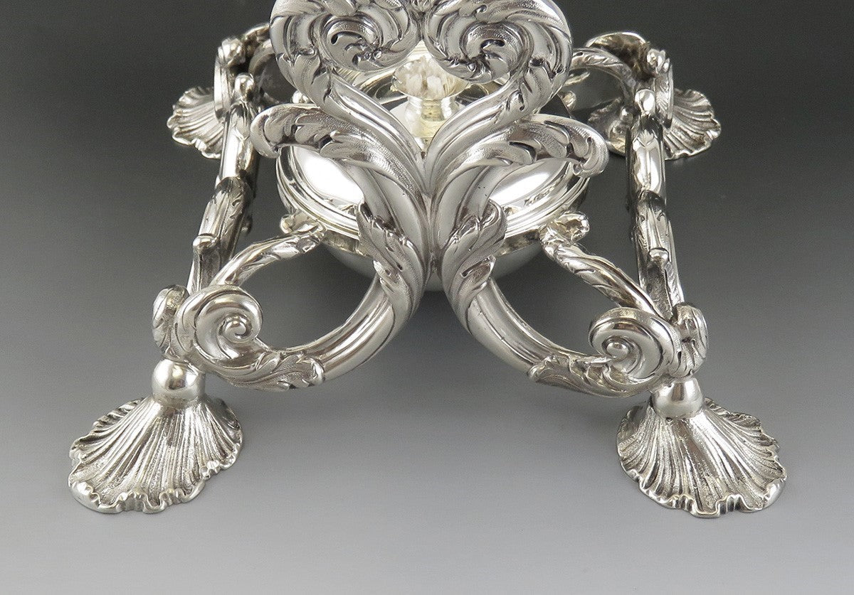 1836 Ornate Fine Quality Antique English Sterling Silver Kettle Stand London