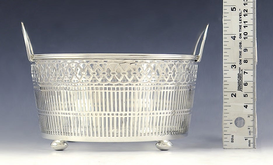 Antique Early 1900s Watson Sterling Silver Glass Liner Pierced Bowl/Dish/Basket