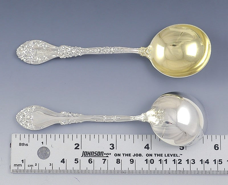 Great Set 6 Durgin Sterling Silver Round/Cream Soup Spoons Marechal Niel Pat.