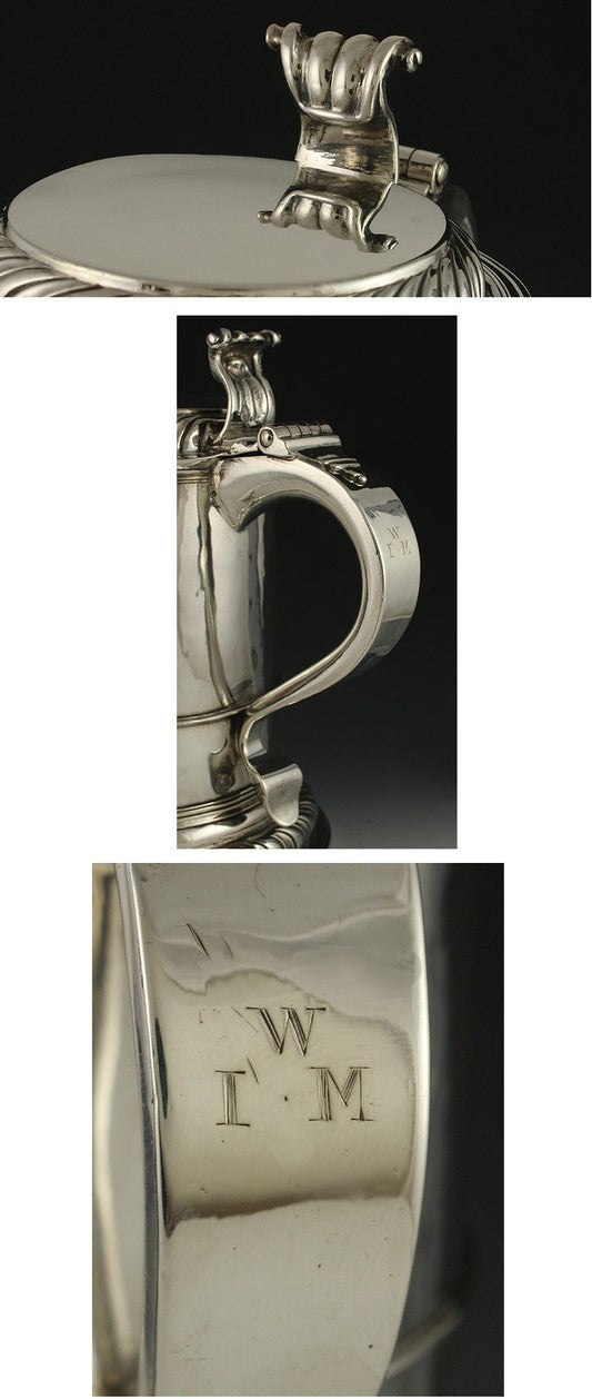 Antique 1712 English Queen Anne Britannia Sterling Silver Tankard Stein Payne
