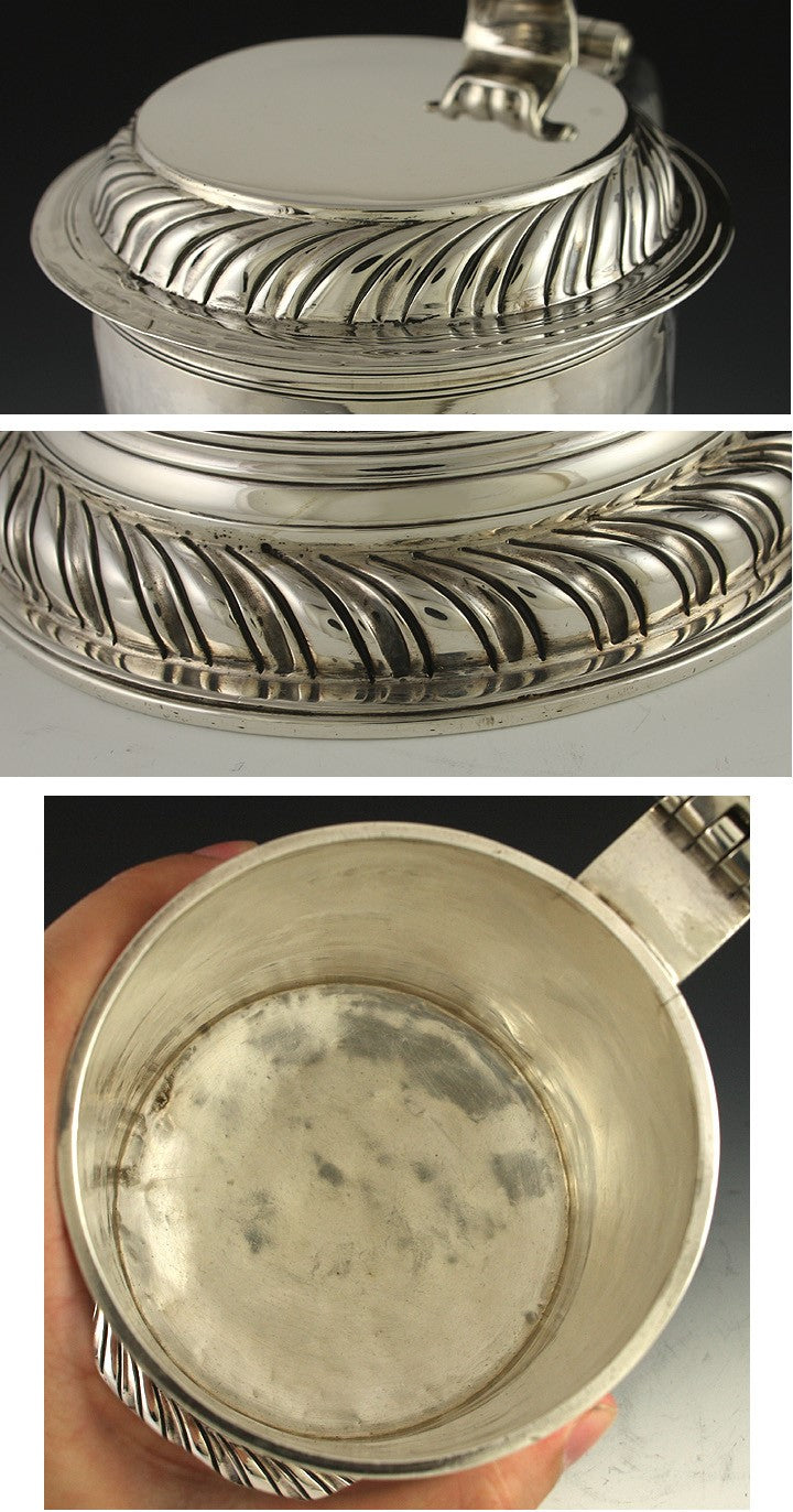 Antique 1712 English Queen Anne Britannia Sterling Silver Tankard Stein Payne