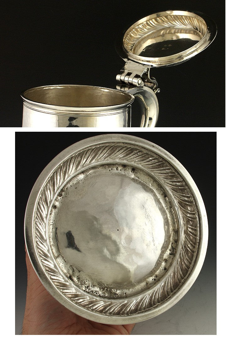 Antique 1712 English Queen Anne Britannia Sterling Silver Tankard Stein Payne